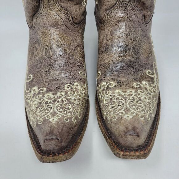 Corral Boots Womens 5.5 Bone Leather Floral Embroidered Western Cowboy A2773 - Picture 7 of 11